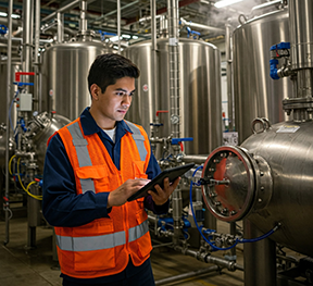A technician uses a CMMS to asses the MRO of an facility's asset.