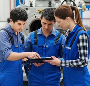 Technicians use a CMMS dashboard to analyze capacity utilization metrics for improving resource efficiency across assets.