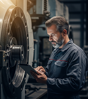 A maintenance worker uses a CMMS, familiar with various maintenace abbrviations for better efficiency.