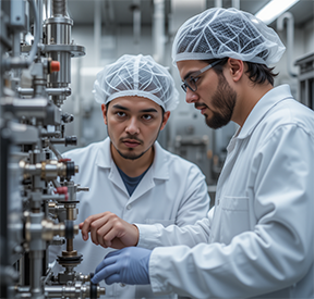 Two technicians conducting asset management analysis on equipment.