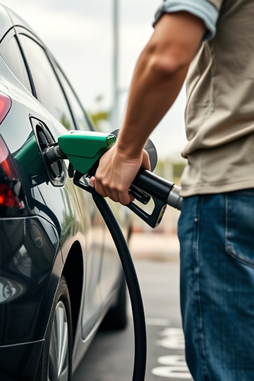 A person gassing up a vehicle with biofuel