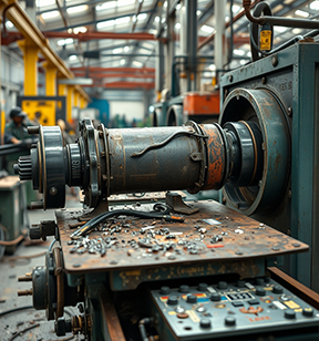 A broken piece of equipment in a plant