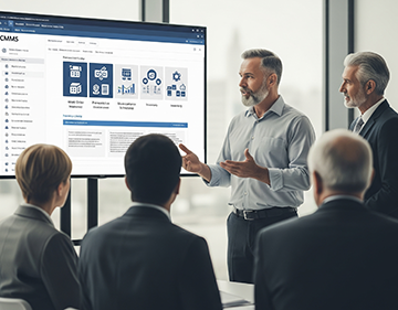 A maintenance manager meets with management to gain support for CMMS adoption.