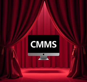 A curtain parting to unveil a CMMS.