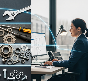 A maintenance supervisor reviews vendor data and inventory status in a CMMS dashboard.