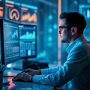 A supervisor uses reports from a CMMS to analyze maintenance operations metrics.