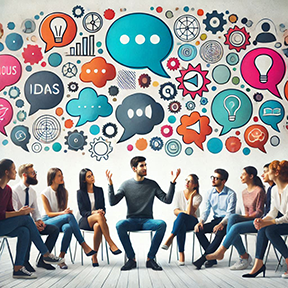 Man using good communication skills to relate to an audience.