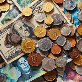 Various currency that MAPCON converts dollars into for more global operations.