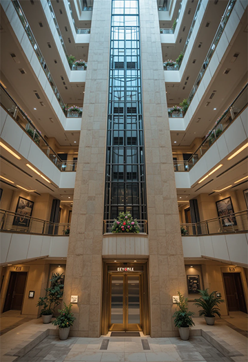 Elevator in a high rise facility after preventive maintenance.