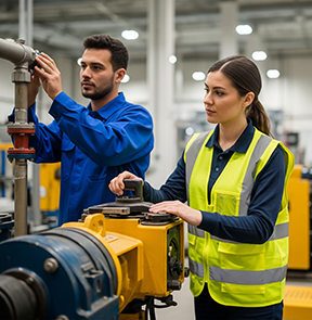Two technicians conduct preventive maintenance for better facility management