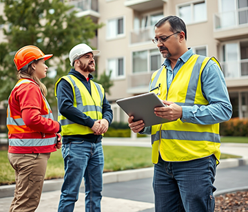A facility manager discusses the facility condition index with his maintenance crew.
