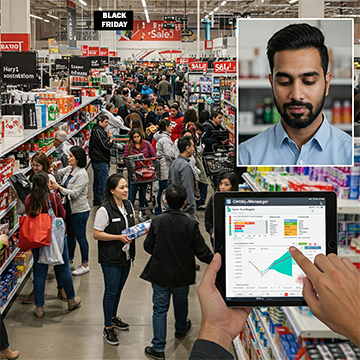 A facility manager uses a CMMS to handle maintenance and personnel duty during Black Friday.