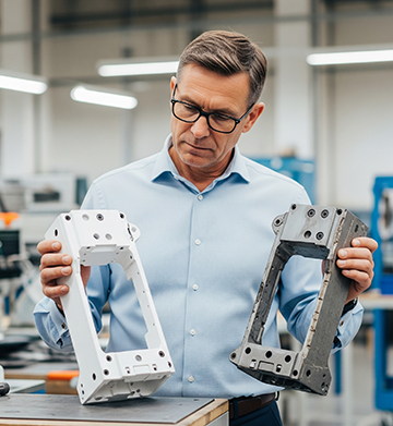 Supervisor inspects products on the production line to evaluate First Pass Yield and quality efficiency.