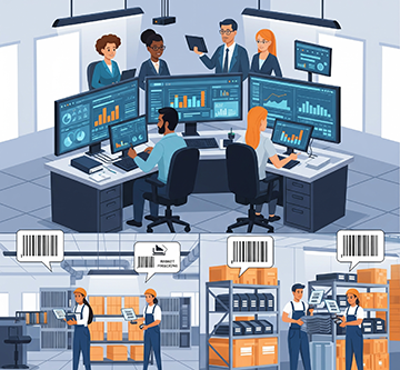 Maintenance supervisors and warehouse workers engaged in best inventory control practices.