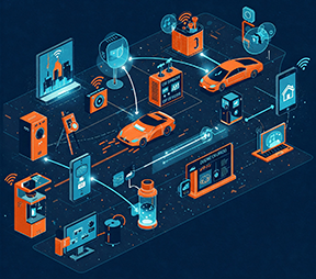 A representation of various products using IoT.