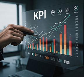 A computer showing a KPI metric.