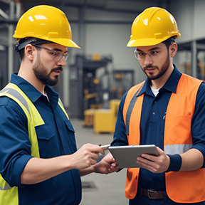 Maintenance technicians using a CMMS for better efficiency.