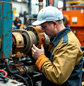 A broken piece of equipment in a plant