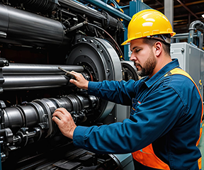 A technician completes a CMMS work order for machine maintenance