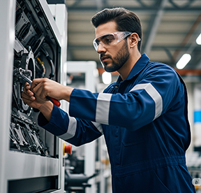 A technician conducts preventive maintenance to keep asset utilization high.