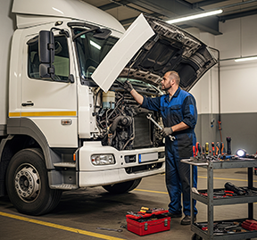A maintenance technician investigating the intermittent failure of a delivery truck through a CMMS work order.