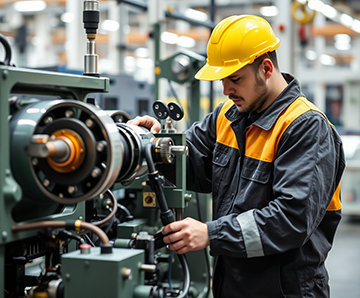 Technician performing preventative maintenance to increase equipment efficiency.