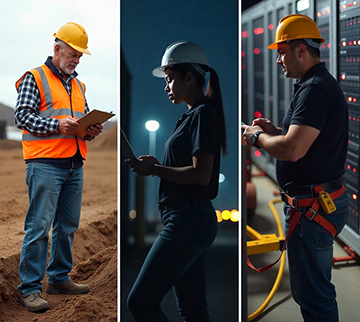 Maintenance technician using CMMS software to log preventive maintenance inspections.