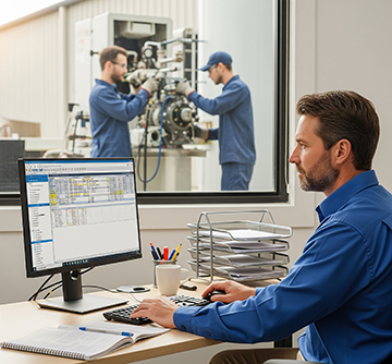 A maintenance manager looks at his CMMS reports for reducing the human factor in equipment failure.