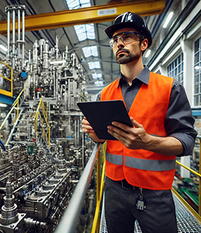 A maintenance tech using a CMMS for his maintenance operations.