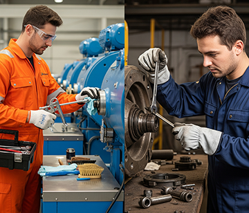 A split image showing the difference between maintenance and repair.