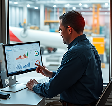 A maintenance supervisor studies key data reports from a CMMS