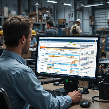 A maintenance supervisor uses a CMMS for efficient maintenance scheduling.