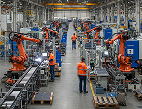 A busy manufacturing plant.