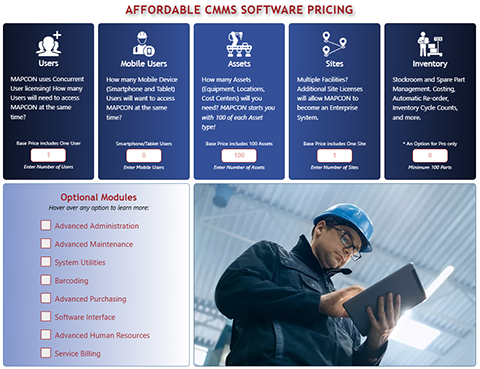 MAPCON's pricing calculator.