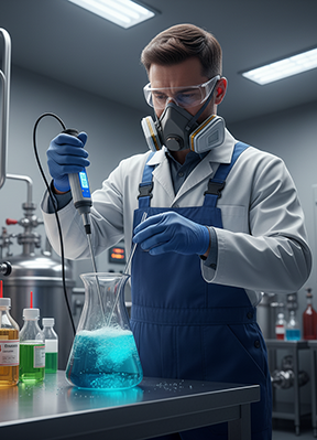 An inspector checks the pH levels for better water treatment.