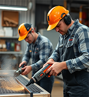Maintenance workers using power tools as part of the MRO program