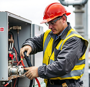 A technician conducts preventive maintenance for his company's lean maintenance program.