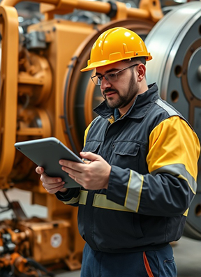 A maintenance technician looks at his CMMS work order.
