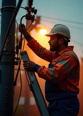 A utility worker uses preventive maintenance to keep the power on.