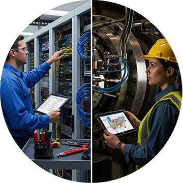 Technicians performing both preventive and preventative maintenance