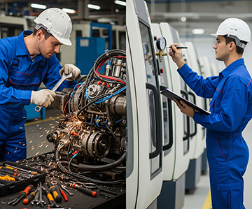 Maintenance worker making repairs after a failure as opposed to preventive maintenance.