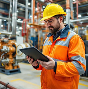 A reliability engineer studies a CMMS for a preventive maintenance progress report.