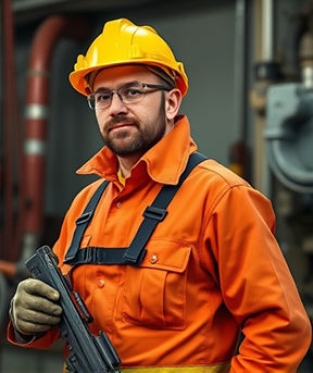 A maintenance worker properly dressed for safety work.