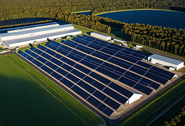 Solar panels powering a facility.