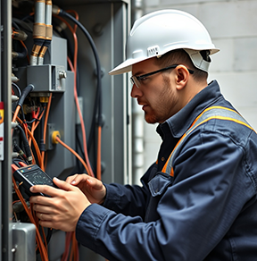 An electrician troubleshooting a complex wiring issue on the job.