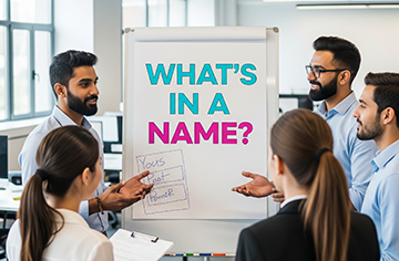 A business setting asking What's in a Name?