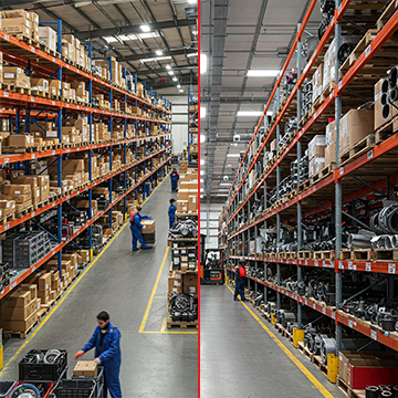 Split-screen image comparing the roles of distributors and wholesalers in the product supply chain.