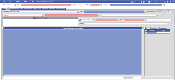 MAPCON'S Work Order creation form