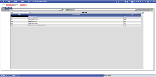 MAPCON zone menu showing easy creation of zones for your maintenance management